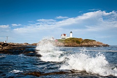 Surf Crashing by Nubble Lighthouse in Maine